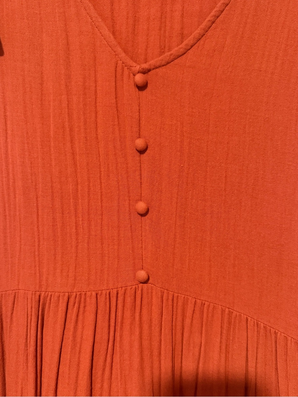 Rust Cotton Maxi Dress with V-Neck & Flutter Sleeves Women’s Size L - Picture 3 of 6
